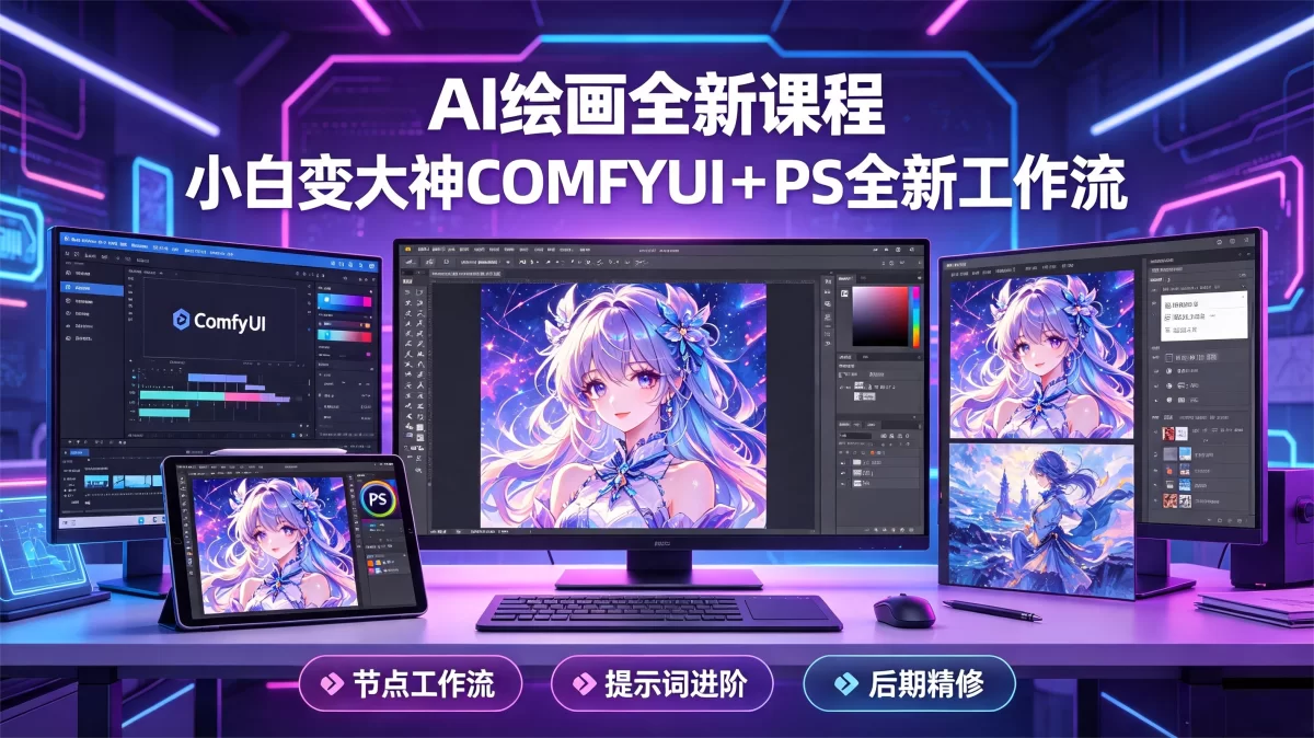 AI绘画全新课程，小白变大神COMFYUI+PS全新工作流