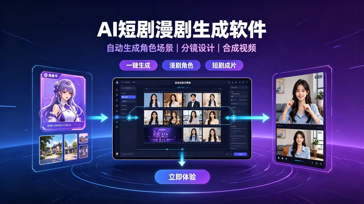 AI短剧漫剧生成软件，自动生成角色场景+分镜+合成视频