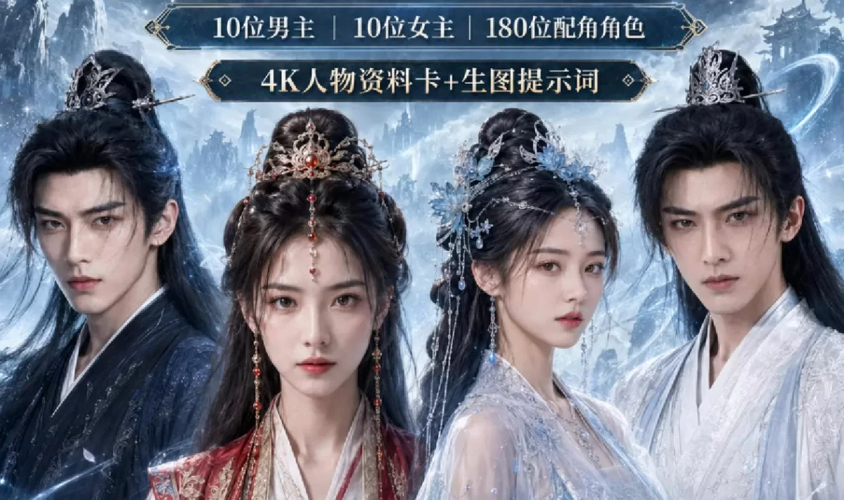 200个仙侠玄幻人物素材ai漫剧人物资产仿真人提示词