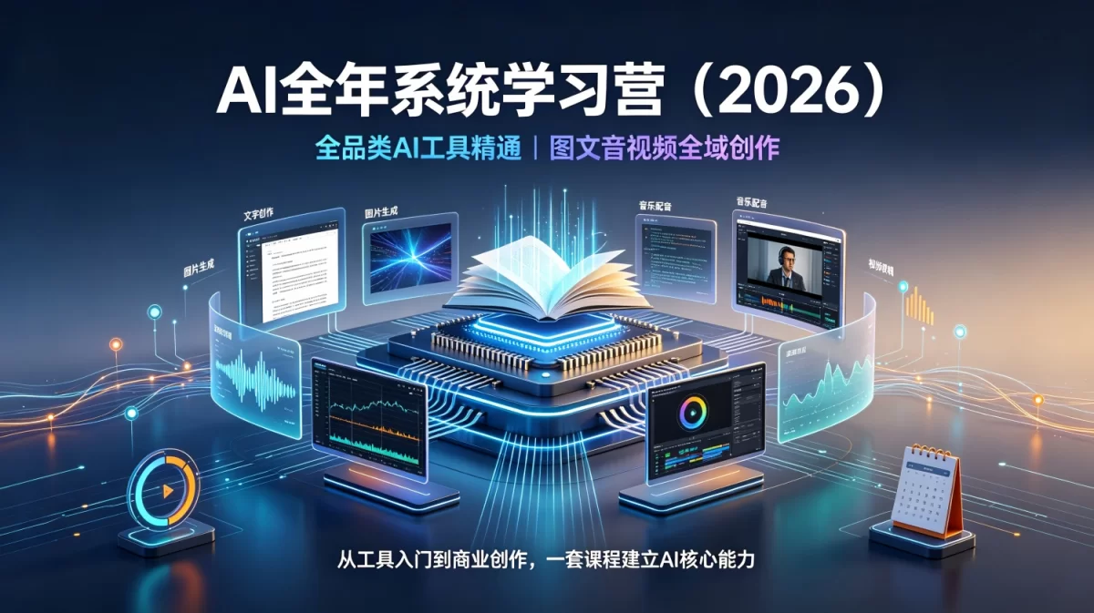 AI全年系统学习营（2026）全品类AI工具精通+图文音视频全域创作