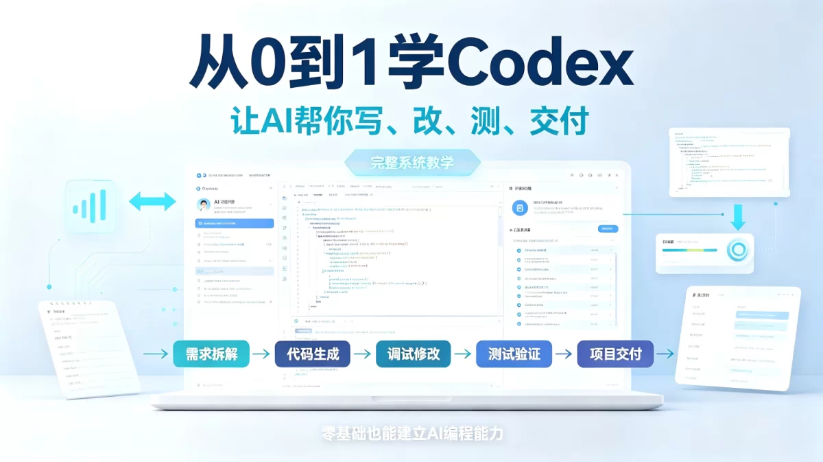 从0到1学Codex：让 AI帮你写、改、测、交付，完整系统教学