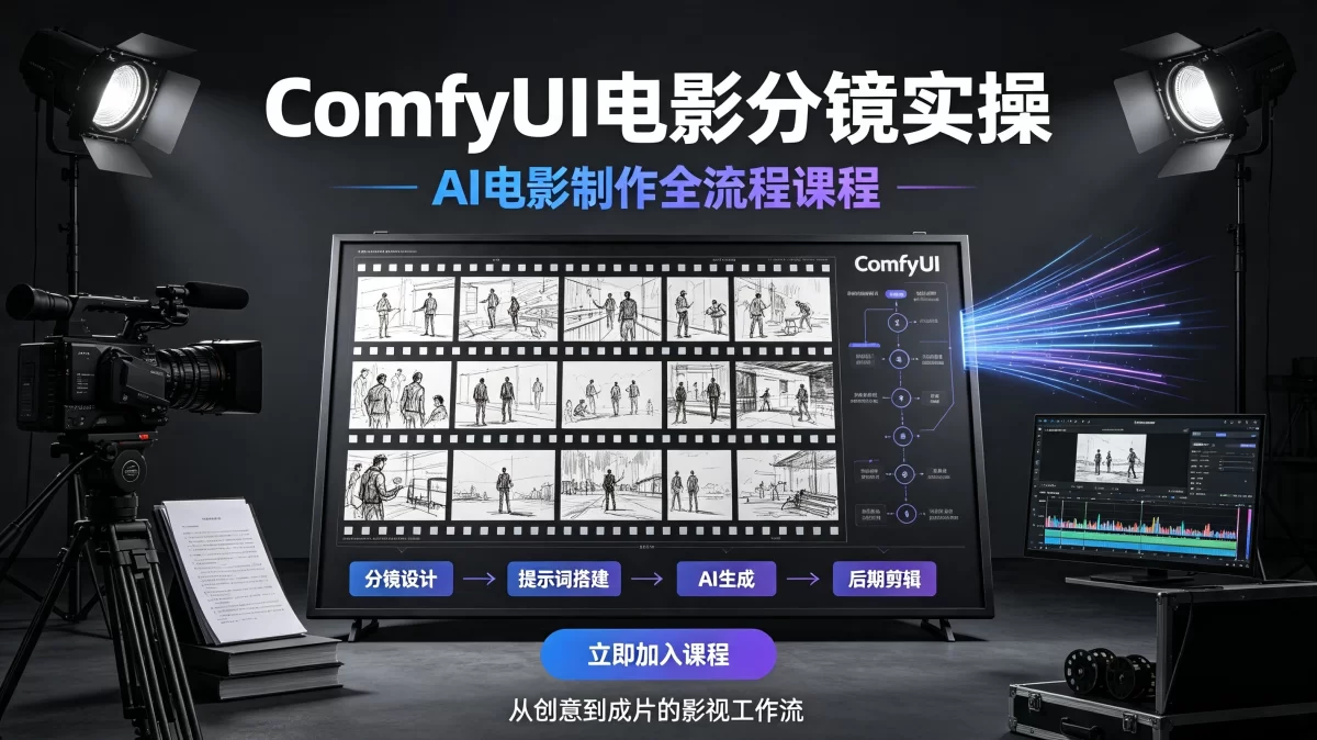 comfyUI电影分镜实操+AI电影制作全流程课程