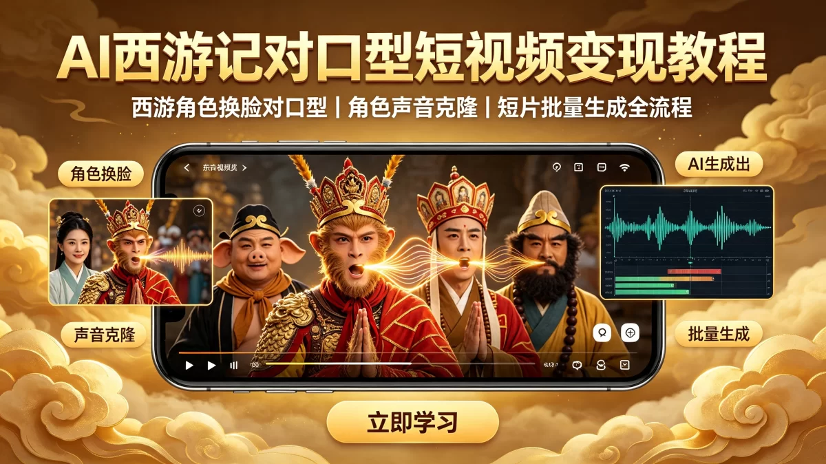 AI 西游记对口型短视频变现教程