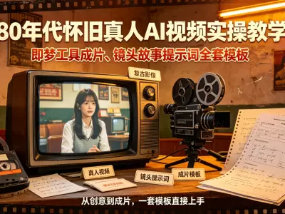 80年代怀旧真人AI视频实操教学，即梦工具成片、镜头故事提示词全套模板