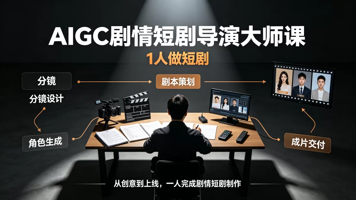 AIGC剧情短剧导演大师课，1人做短剧