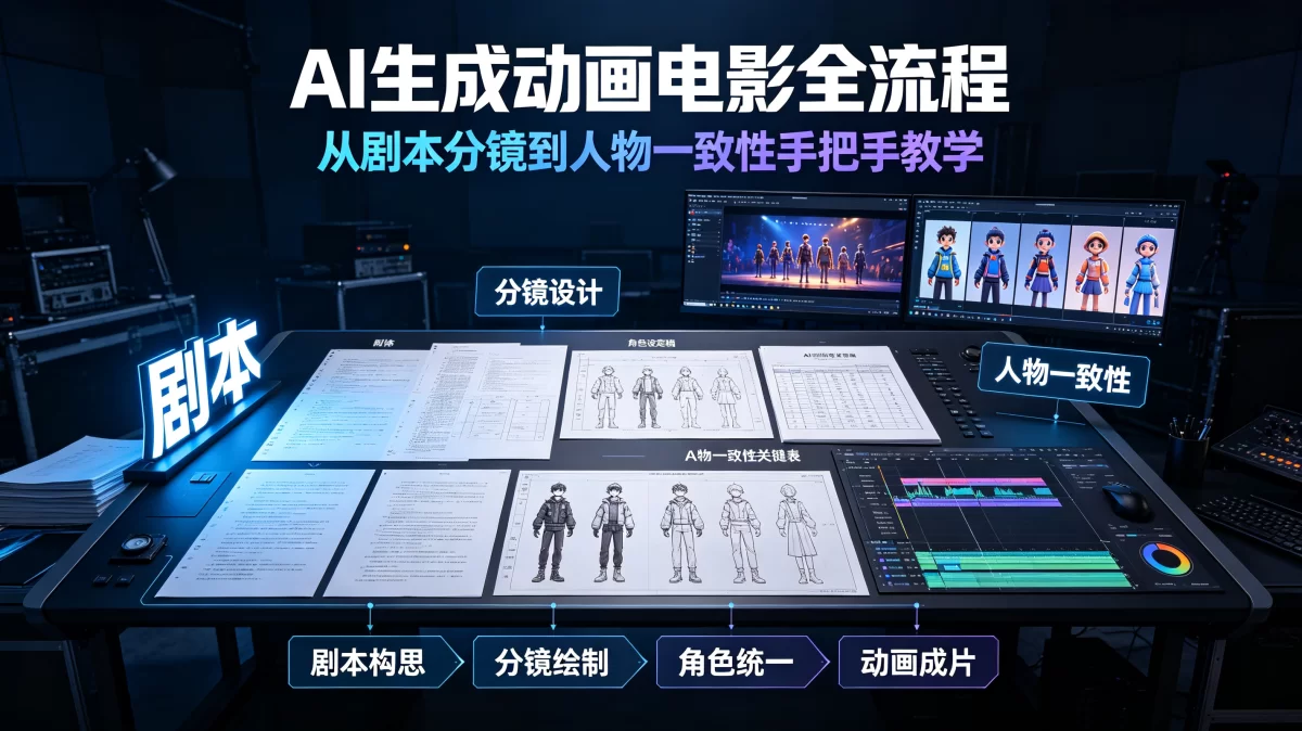 AI生成动画电影全流程，从剧本分镜到人物一致性手把手教学