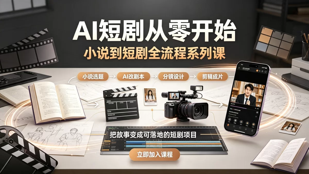 AI短剧 从零开始-小说到短剧全流程系列课