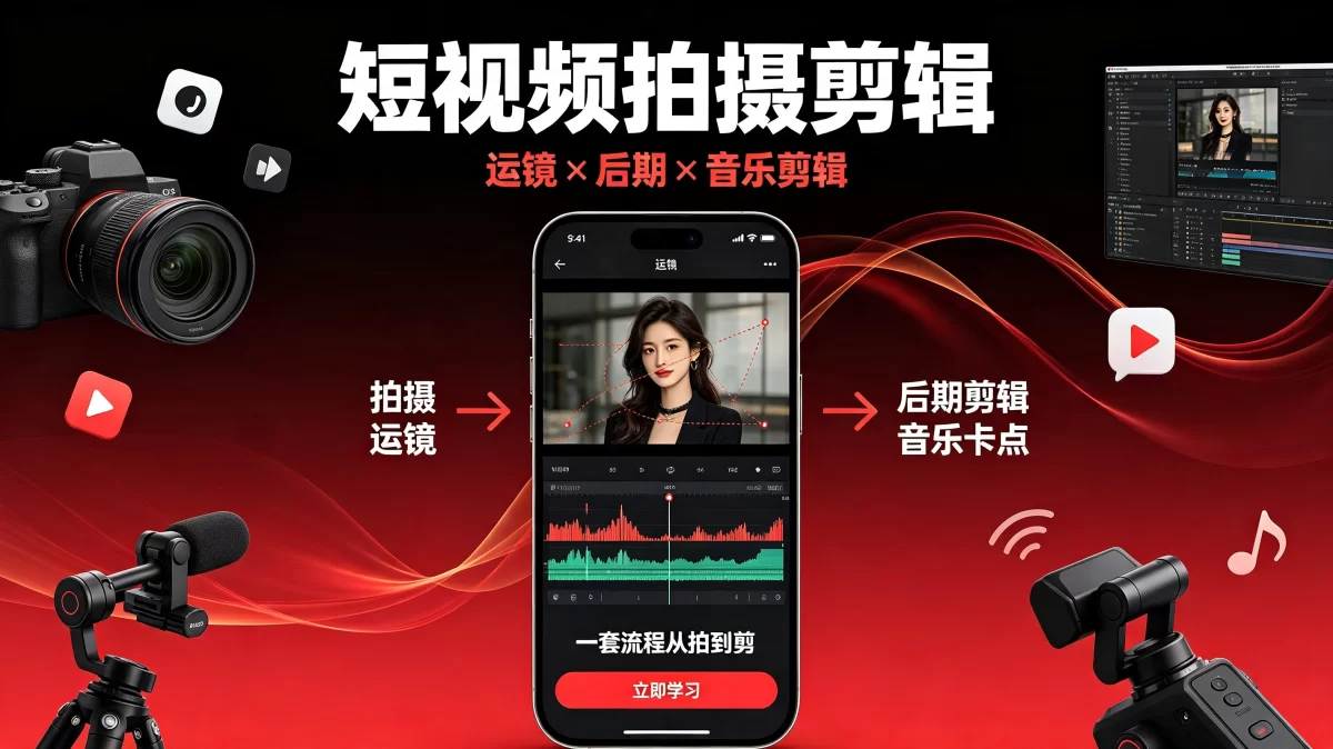 虎哥短视频拍摄剪辑-运镜-后期的音乐剪辑整套流程