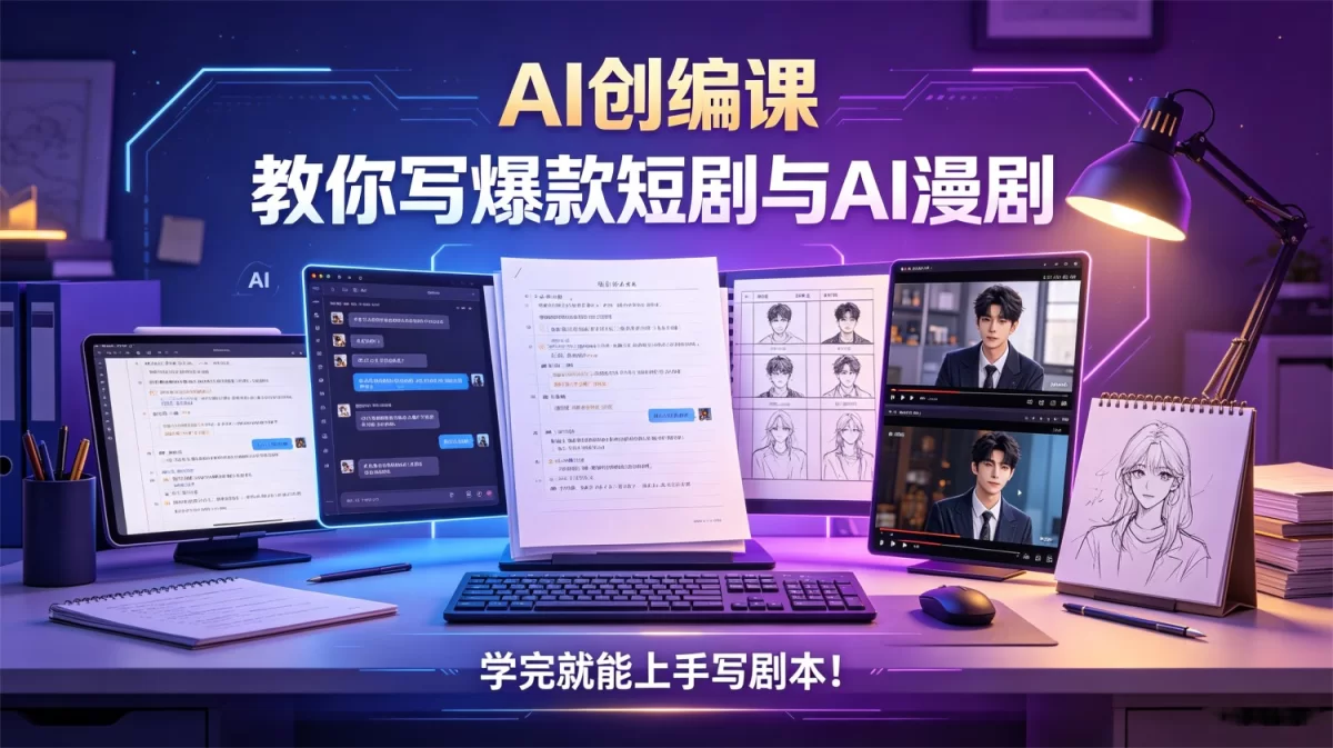 AI创编课，教你写爆款短剧与AI漫剧，学完就能上手写剧本