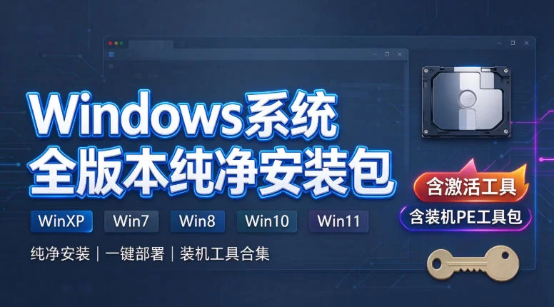 《Windows系统全版本纯净安装包》-winxp\win7\win8\win10\win11含激活工具